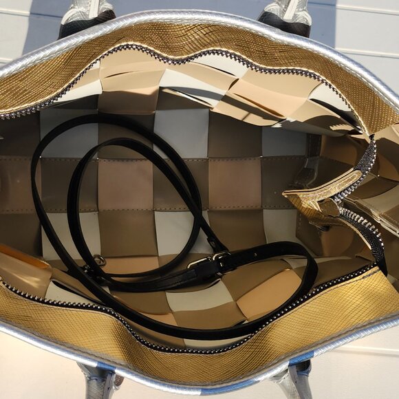 STUNNING GUM GIANNI CHIARINI DESIGN Metallic Woven Handbag Purse BNWT Italy - Picture 6 of 11
